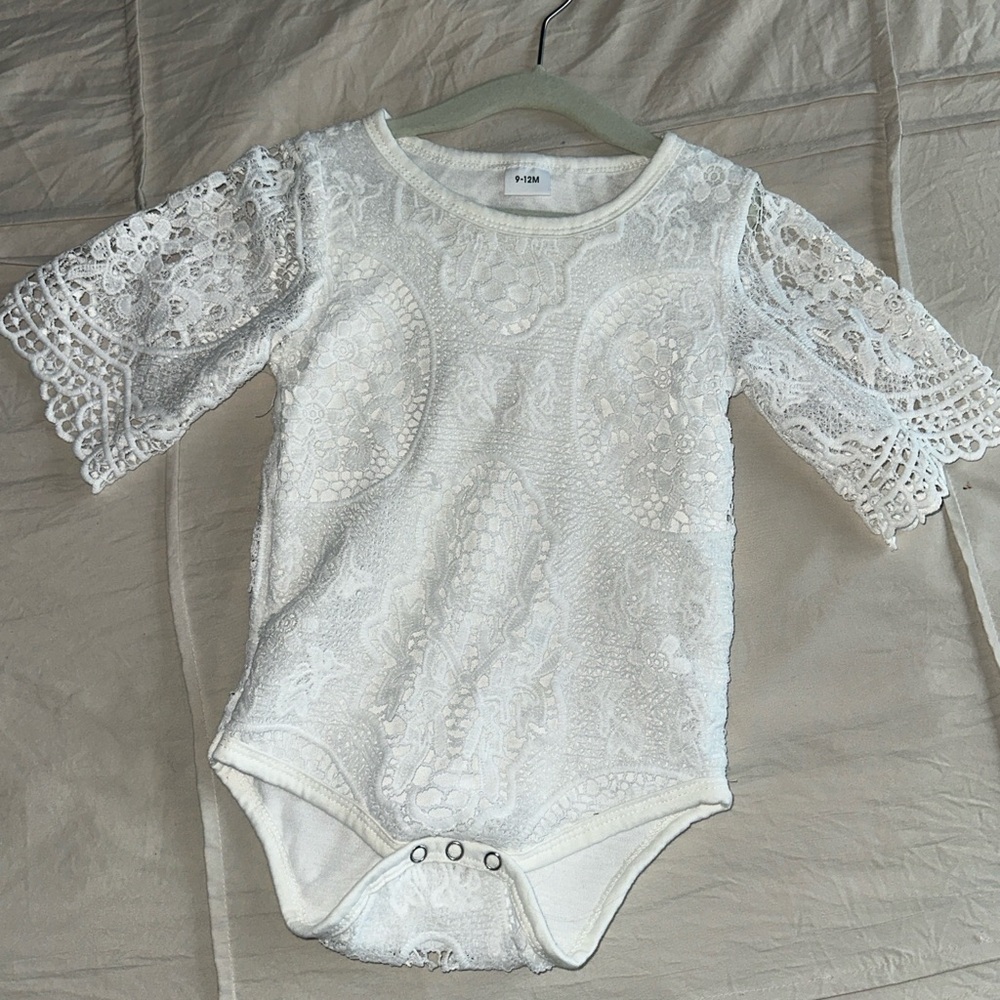 Elegant White Lace infant Onesie
